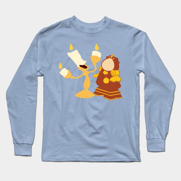 A talking clock and his singing candlestick Long Sleeve T-Shirt by beefy-lamby